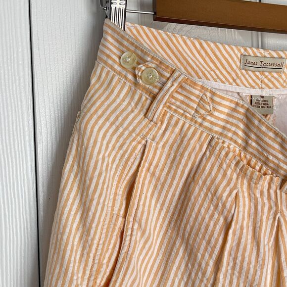 Men’s Shorts Size 38 Cotton Orange Pleated James Tattersall - Picture 15 of 16